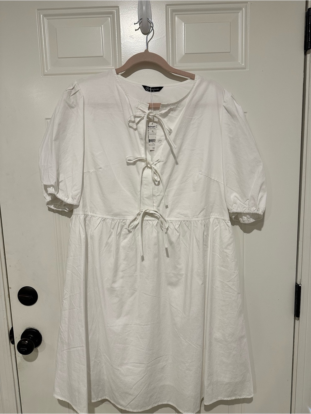 Pretty Garden White Tie-Front Babydoll Dress